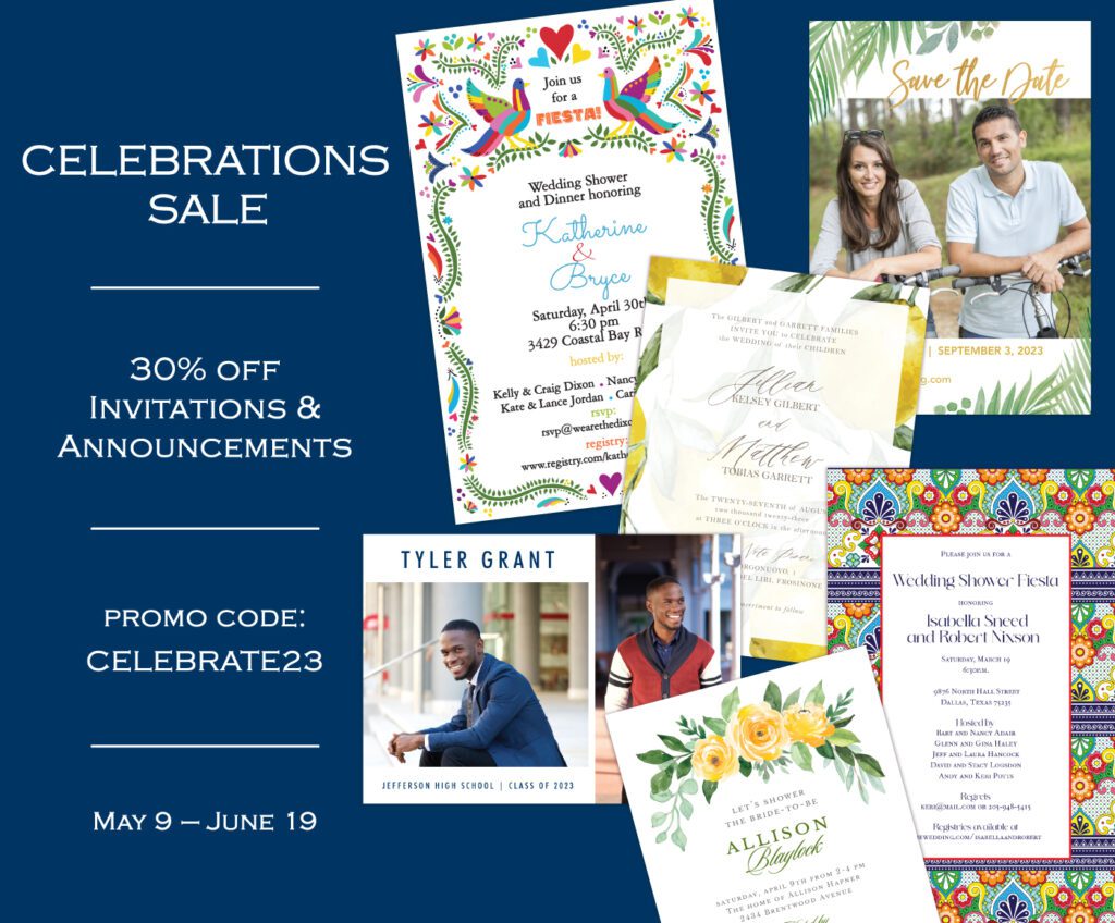 Celebrations Sale flyer with discount announcement