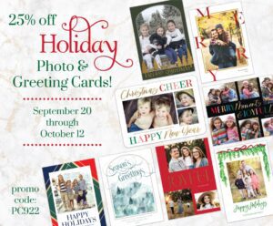 A flyer for Holiday photo and greeting cards