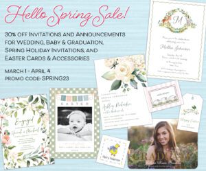 Hello Spring Sale flyer with information